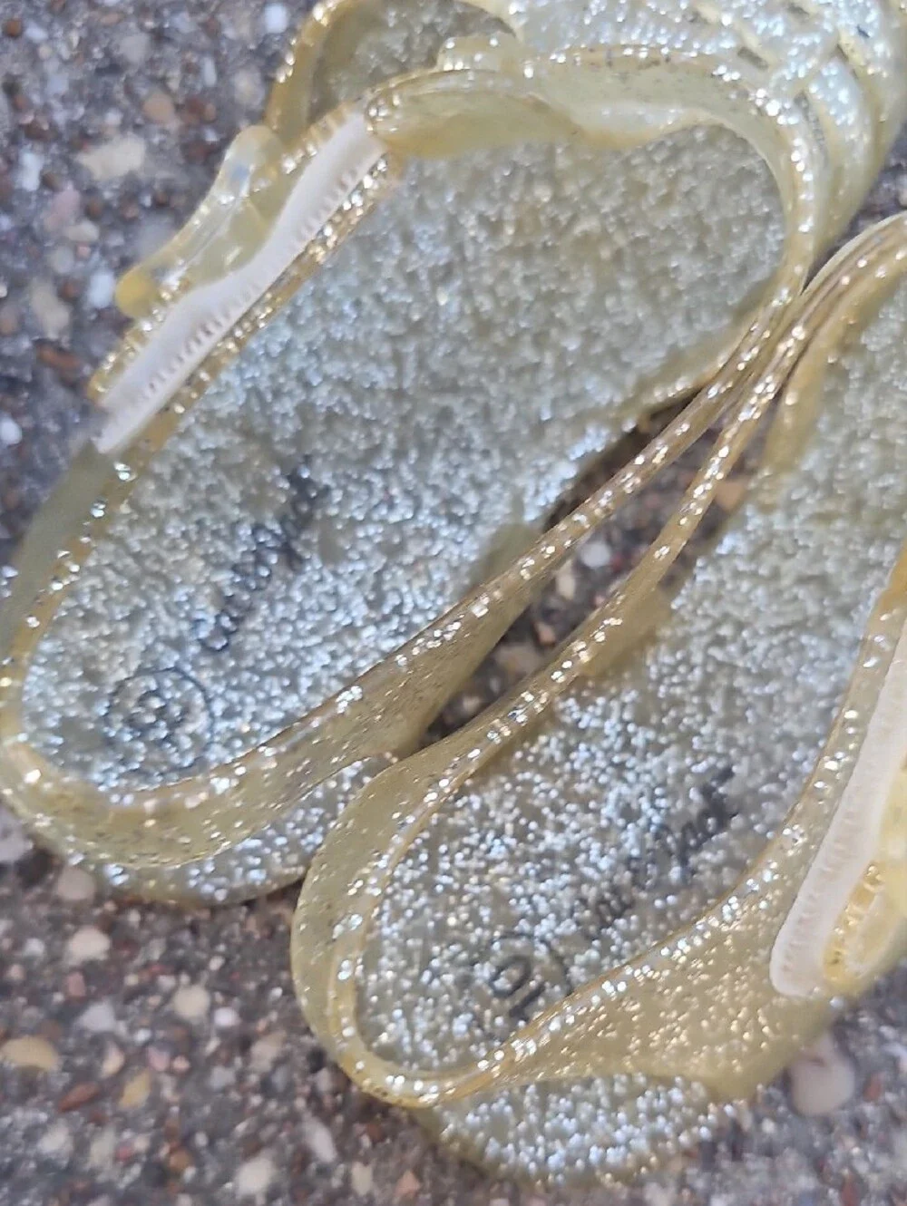 Cat & Jack Glitter Jelly Sandals Yellow Gold Toddler 10 Sparkle